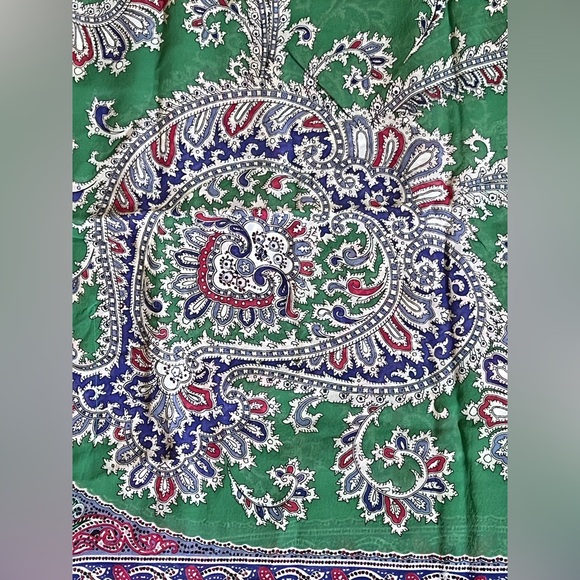 Talbots Cover Up 100% Silk Sheet Paisley Green Multicolor Top Size S/M - Picture 12 of 12